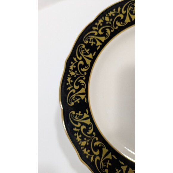 Syracuse China Black Yellow Beige Floral Dinner Plate Vintage - Picture 4 of 9